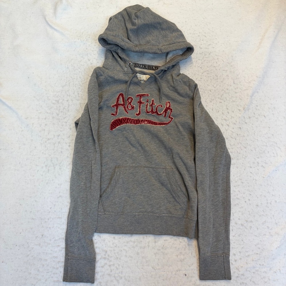 Abercrombie & Fitch Hoodie Womens Large Gray Pullover Graphic Logo